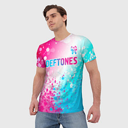 Футболка мужская Deftones neon gradient style посередине, цвет: 3D-принт — фото 2