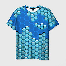 Мужская футболка Синяя энерго-броня из шестиугольников