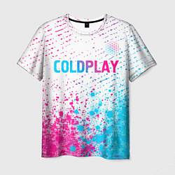 Мужская футболка Coldplay neon gradient style посередине