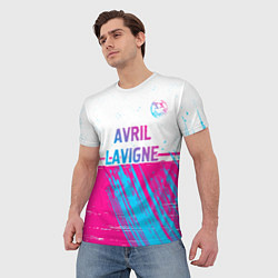 Футболка мужская Avril Lavigne neon gradient style посередине, цвет: 3D-принт — фото 2