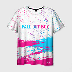 Мужская футболка Fall Out Boy neon gradient style посередине