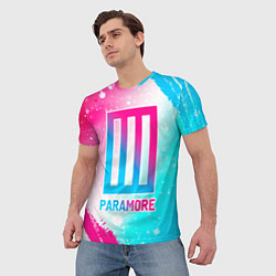 Футболка мужская Paramore neon gradient style, цвет: 3D-принт — фото 2