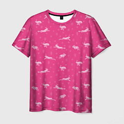 Мужская футболка Розовые зайцы