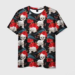 Мужская футболка Skull in roses