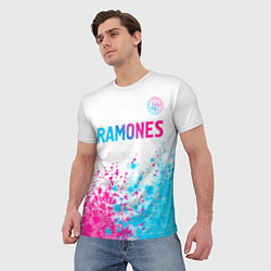 Футболка мужская Ramones neon gradient style посередине, цвет: 3D-принт — фото 2