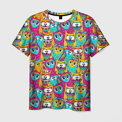 Мужская футболка Разноцветные совы
