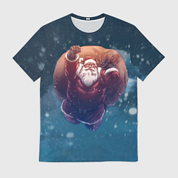 Мужская футболка Летящий Санта