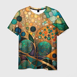 Мужская футболка Вдохновение Климтом - изумрудная абстракция с круг