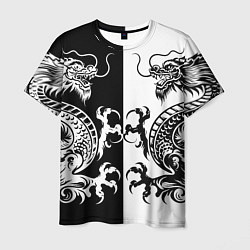 Мужская футболка Черный и белый дракон