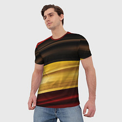 Футболка мужская Черный красный желтый цвет абстракции, цвет: 3D-принт — фото 2