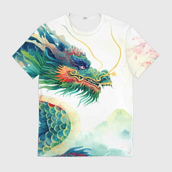Мужская футболка Japanese dragon - watercolor art