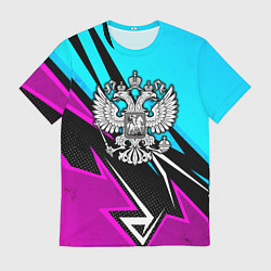 Мужская футболка Герб рф - неоновый