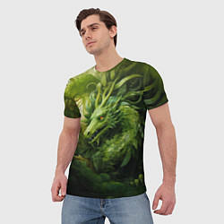 Футболка мужская Зеленый травяной дракон, цвет: 3D-принт — фото 2