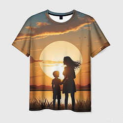 Футболка мужская Мать и дитя на закате, цвет: 3D-принт