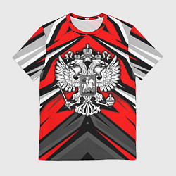 Футболка мужская Россия - красная геометрия, цвет: 3D-принт