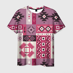 Мужская футболка Этническая геометрия в розовой палитре