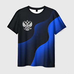 Мужская футболка Герб РФ - глубокий синий