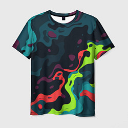 Мужская футболка Яркий кислотный абстрактный камуфляж