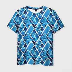 Мужская футболка Синие треугольники и белые полосы