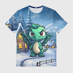 Футболка мужская Зеленый маленький дракон, цвет: 3D-принт
