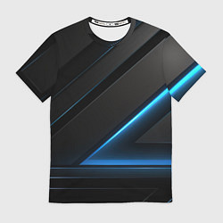 Футболка мужская Blue black neon, цвет: 3D-принт