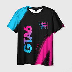 Мужская футболка GTA6 - neon gradient вертикально