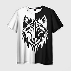 Мужская футболка Волк чёрно-белый