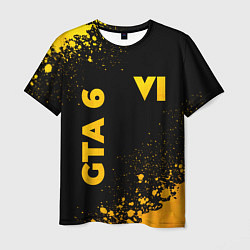 Мужская футболка GTA 6 - gold gradient вертикально