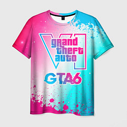 Мужская футболка GTA6 neon gradient style