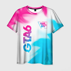 Мужская футболка GTA6 neon gradient style вертикально