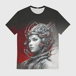 Мужская футболка Девушка в кибернетическом шлеме