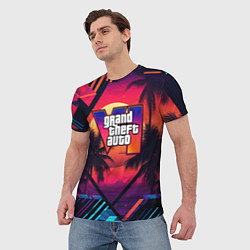 Футболка мужская GTA 6 аbstract logo, цвет: 3D-принт — фото 2