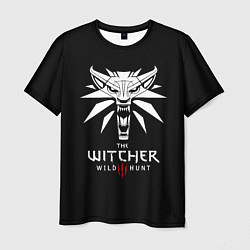 Мужская футболка The Witcher белое лого гейм