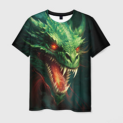 Футболка мужская Древний злой зеленый дракон, цвет: 3D-принт
