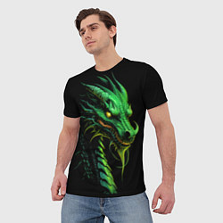 Футболка мужская Зеленый дракон иллюстрация, цвет: 3D-принт — фото 2