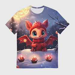 Футболка мужская Маленький дракоша со свечками, цвет: 3D-принт