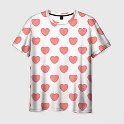 Мужская футболка Розовые сердца фон