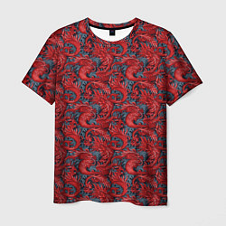 Мужская футболка Красные драконы паттерн