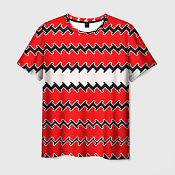 Мужская футболка White and red stripes