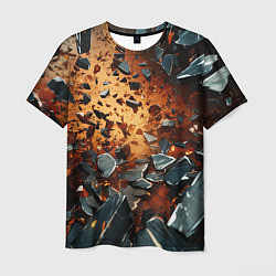 Мужская футболка Летящие камни и взрыв