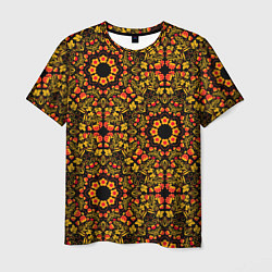Мужская футболка Хохломская роспись круги из цветов и ягод