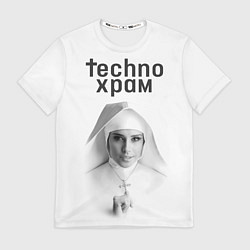 Мужская футболка Techno храм монашка улыбается