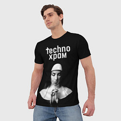 Футболка мужская Techno храм монашка в молитве, цвет: 3D-принт — фото 2