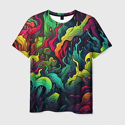 Мужская футболка Абстрактный камуфляж в кислотных абстрактных пятна