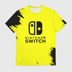 Мужская футболка Nintendo switch краски на жёлтом