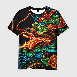 Мужская футболка Japanese neon dragon - irezumi