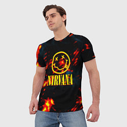 Футболка мужская Nirvana rock огненное лого лава, цвет: 3D-принт — фото 2