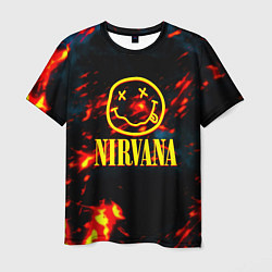 Футболка мужская Nirvana rock огненное лого лава, цвет: 3D-принт