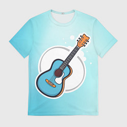 Мужская футболка Гитара шестиструнная бирюзовая