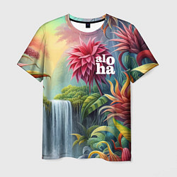 Мужская футболка Гавайские тропические цветы - алоха